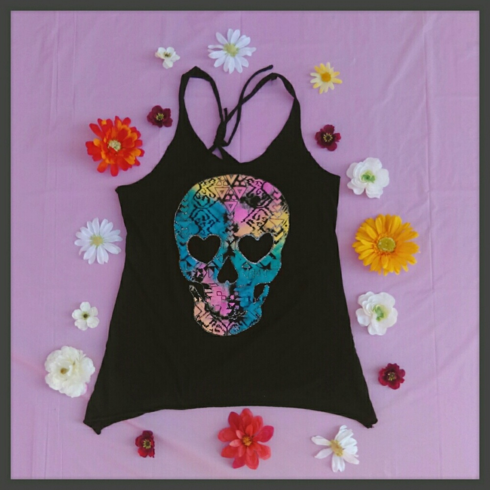 DIY Style Racer Back Skull Tank